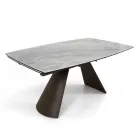 Extendable Living Room Table with Ceramic Barrel Top Made in Italy - Glasses Viadurini