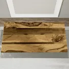 Living Room Table with Oak Top and Colored Epoxy Resin - Miklas Viadurini