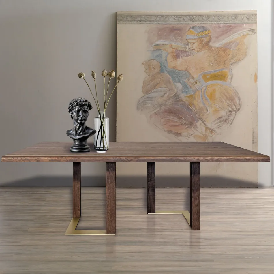 Living Room Table with Structure in Knotted Oak Made in Italy - Giusy Viadurini