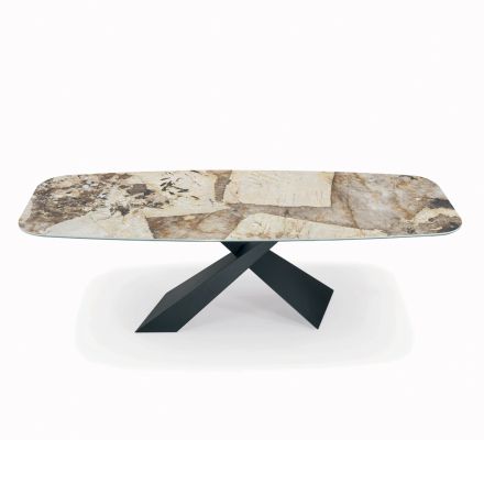 Fixed Living Room Table with Ceramic Top Made in Italy - Holidays Viadurini