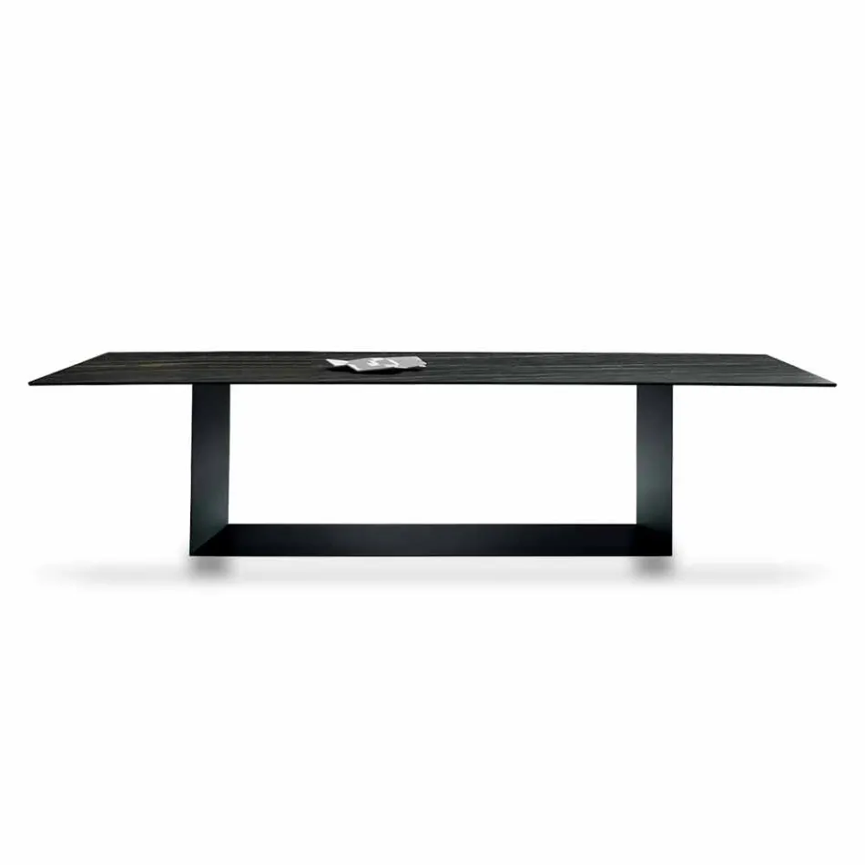 Design Table in Matt Noir Desir Ceramic and Metal Made in Italy - Dark Brown Viadurini