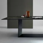 Design Table in Matt Noir Desir Ceramic and Metal Made in Italy - Dark Brown Viadurini