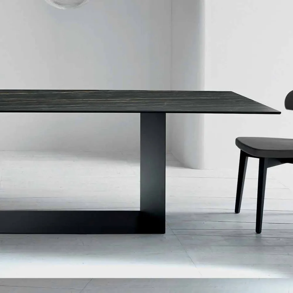 Design Table in Matt Noir Desir Ceramic and Metal Made in Italy - Dark Brown Viadurini