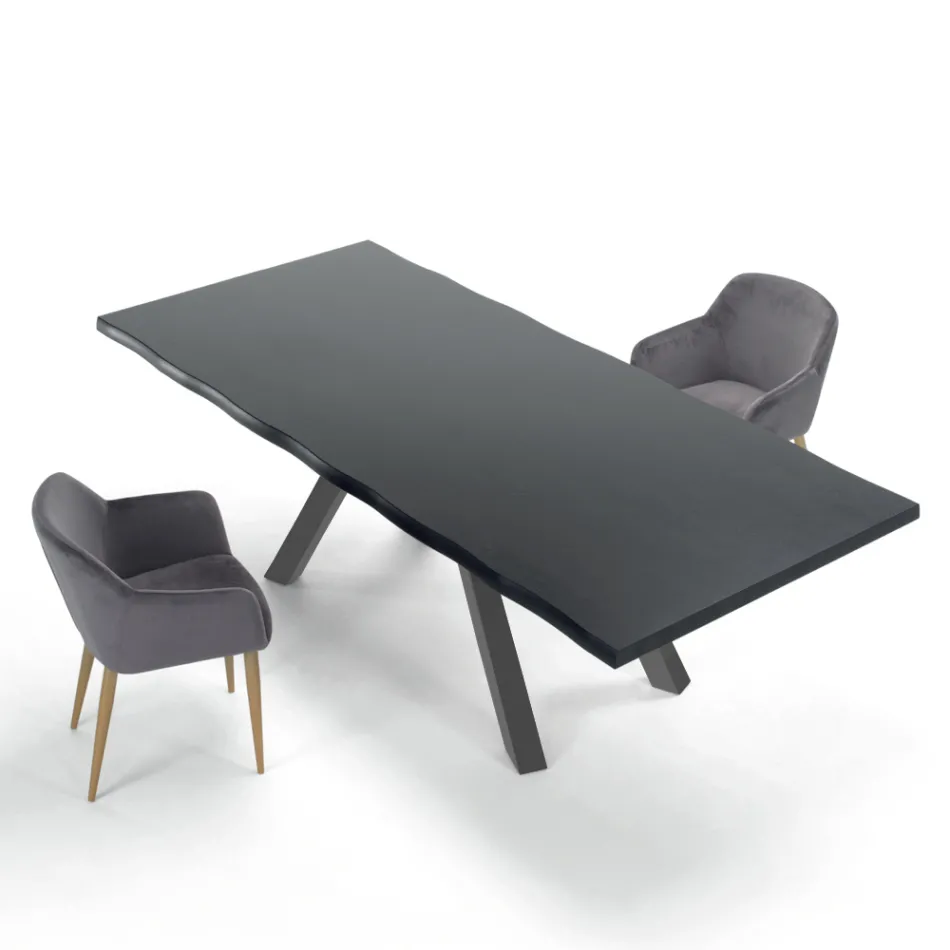 Design Table in Wood and Steel up to 12 Seats Made in Italy - Settimmio Viadurini