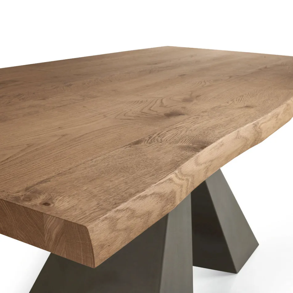 Design Table in Veneered Wood and Steel Made in Italy – Dalmata Viadurini