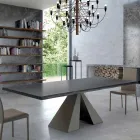 Design Table in Veneered Wood and Steel Made in Italy – Dalmata Viadurini