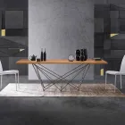 Modern design table with wooden top and metal base, Esperia Viadurini