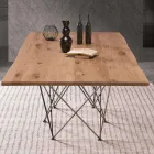 Modern design table with wooden top and metal base, Esperia Viadurini