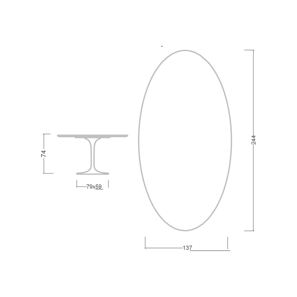 Eero Saarinen Table H 74 with Oval Top in Gold Calacatta Marble Made in Italy - Scarlet Viadurini