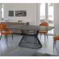 Elliptical Dining Table in Polished Ceramic and Steel - Ravi