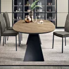 Fixed Table 210x109 cm in Metal and Oval Veneered Oak - Marcello Viadurini
