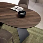 Fixed Table 210x109 cm in Metal and Oval Veneered Oak - Marcello Viadurini