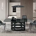 Fixed Table 210x110 cm with Smooth Smoked Glass Top Made in Italy - Tano