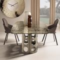 Fixed Table 210x110 cm with Hammered Glass Top Made in Italy - Tano