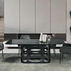 Fixed Table 210x110 cm with Hammered Glass Top Made in Italy - Tano Viadurini