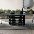 Fixed Table 210x110 cm with Ribbed Glass Top Made in Italy - Tano