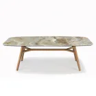 Fixed Barrel-Shaped Table with Canaletto Walnut Ash Base Made in Italy - North Viadurini