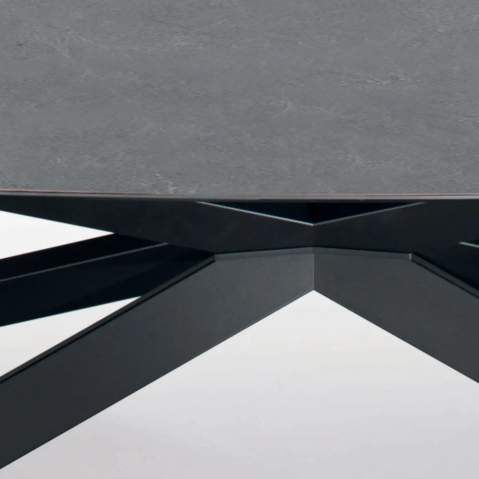 Fixed Barrel-shaped Table with Laminate and Steel Top Made in Italy - Grotta Viadurini