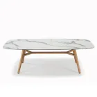 Fixed Barrel-shaped Table in Laminate and Ash Wood Made in Italy - North Viadurini