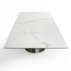 Fixed Table with Steel Base and Ceramic Top Made in Italy - Trousers Viadurini