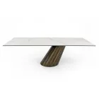 Fixed Table with Steel Base and Ceramic Top Made in Italy - Trousers Viadurini