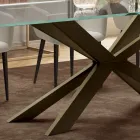 Fixed Table with Reverse Edge in Extra-clear Glass and Steel Made in Italy - Grotta Viadurini
