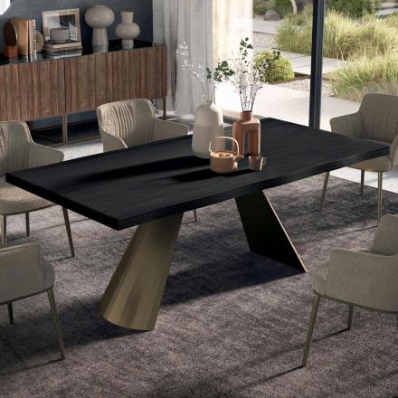 Fixed Table with Irregular Debarked Edge Made in Italy - Glasses Viadurini