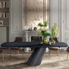 Fixed Table with Barrel-Shaped Laminate Top Made in Italy - Trousers Viadurini