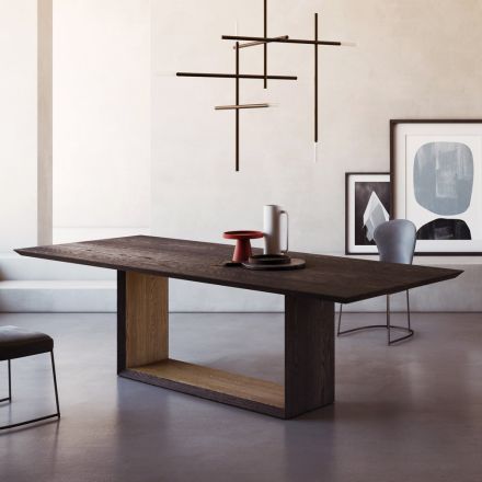 Fixed Table with Bevelled Top and Two-Tone Base Made in Italy - Jadis Viadurini