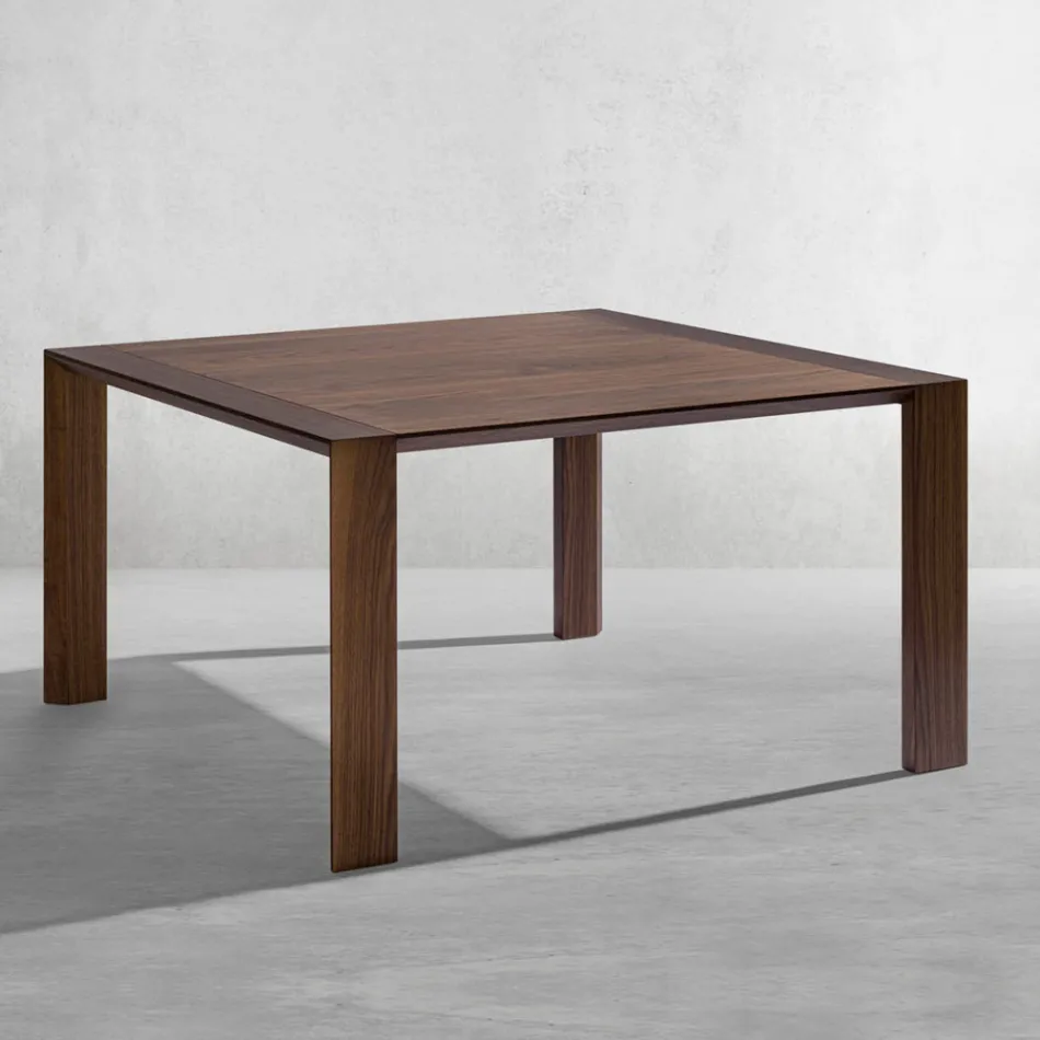 Fixed Table with Bevelled Top in Canaletto Walnut Made in Italy - Caspian Viadurini