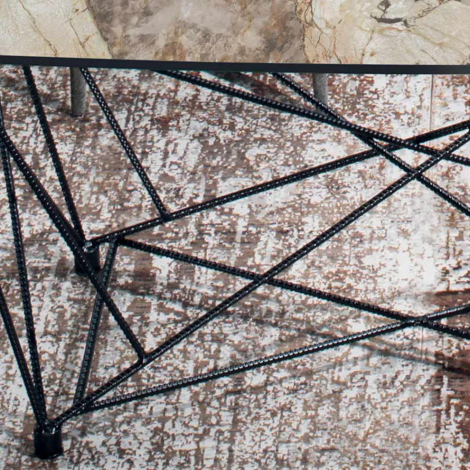 Fixed Table with Barrel Ceramic Top and Steel Base Made in Italy - Ezzellino Viadurini