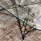 Fixed Table with Barrel-Shaped Glass Top and Steel Base Made in Italy - Ezzellino Viadurini