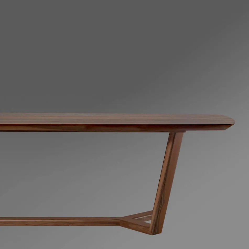 Fixed Table with Shaped Top and Wooden Base Made in Italy - Digory Viadurini