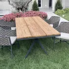 Fixed Outdoor Table 220x100 cm in Aluminum and Solid Teak - Nara Viadurini