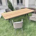 Fixed Outdoor Table 220x100 cm in Aluminum and Solid Teak - Nara