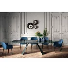 Fixed Dining Table with Barrel-Shaped Top in Ceramic Made in Italy - Glasses Viadurini
