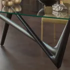 Fixed Dining Table in Glass and Rigid Polyurethane Made in Italy - Lavender Viadurini