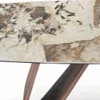 Fixed Living Room Table with Wooden Base Made in Italy - Equatore Viadurini