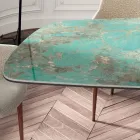 Fixed Living Room Table with Wooden Base Made in Italy - Equatore Viadurini