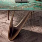 Fixed Living Room Table with Wooden Base Made in Italy - Equatore Viadurini