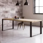Fixed Table in Natural Split Oak Veneer Made in Italy - Telmerini Viadurini