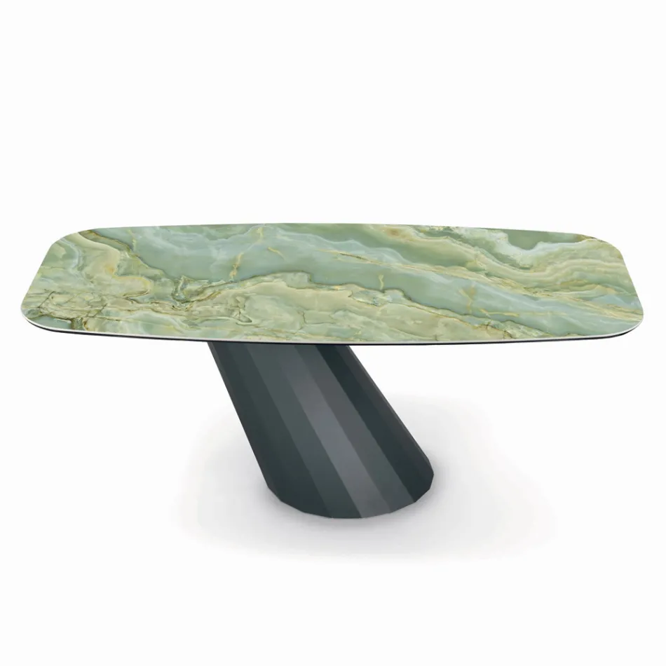 Fixed Steel Table and Ceramic Top Made in Italy - Trousers Viadurini