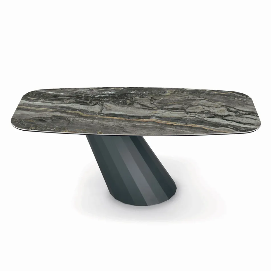 Fixed Steel Table and Ceramic Top Made in Italy - Trousers Viadurini