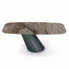 Fixed Steel Table and Ceramic Top Made in Italy - Trousers Viadurini