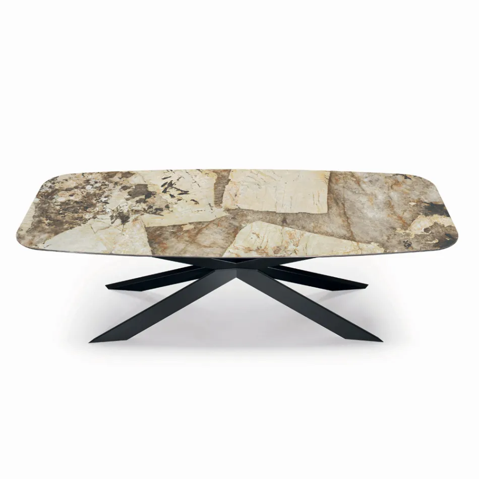 Fixed Ceramic Table in Different Finishes and Sizes Made in Italy - Grotta Viadurini