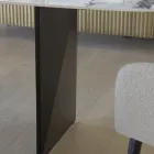 Fixed Table in Metal and Ceramic Top Arabesque Glossy - Eronte Viadurini