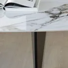 Fixed Table in Metal and Ceramic Top Arabesque Glossy - Eronte Viadurini