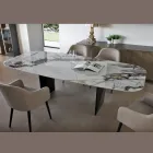 Fixed Table in Metal and Ceramic Top Arabesque Glossy - Eronte Viadurini