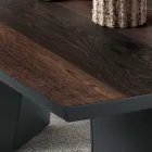 Fixed Table in Oak Veneer and Painted Metal Base - Milo Viadurini