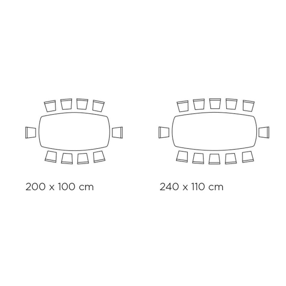 Fixed Rectangular Table in Steel and Ceramics Made in Italy - Trousers Viadurini